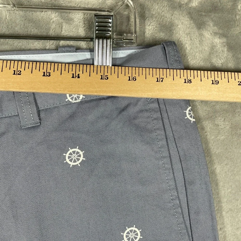 J Crew Rivington Mens Shorts 35W Blue Nautical Ship Wheel Print Casual Chino